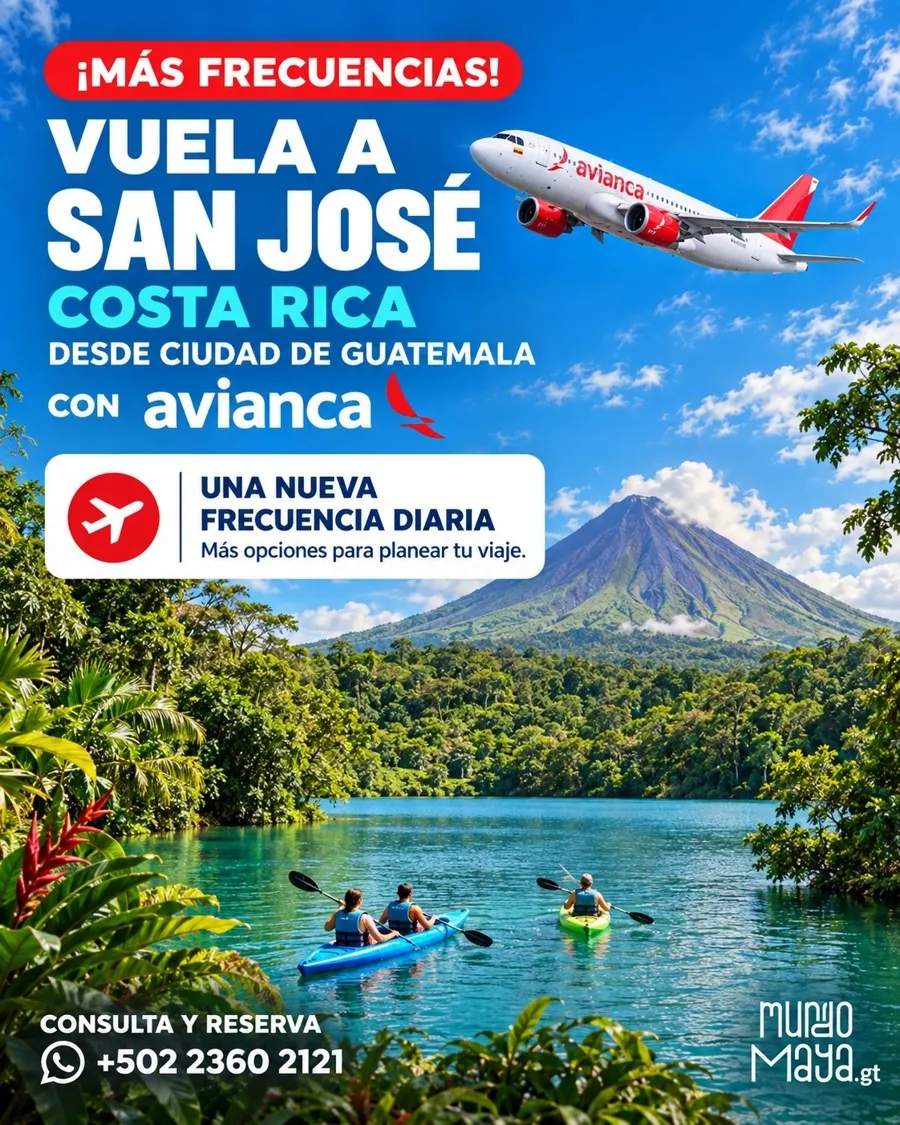 Más vuelos a San José, Costa Rica con Avianca