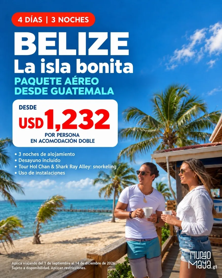 Promoción Belice La Isla Bonita 4 días y 3 noches